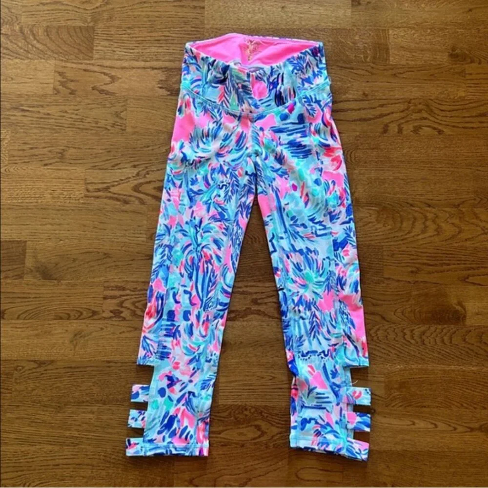 LILLY PULITZER Legging Luxletic Crop Pink weekender cabana cocktail Cutout xxs